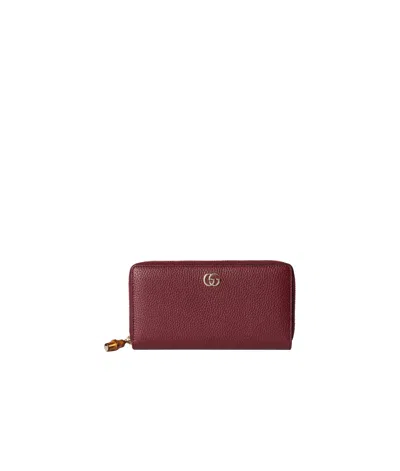 Gucci Bamboo Zipper Wallet In Red