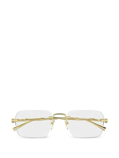 Gucci Bamboo-detail Rimless Glasses In White
