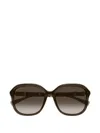 Gucci Bamboo-detail Round-frame Sunglasses In Brown