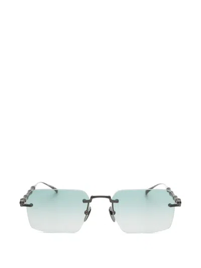 Gucci Bamboo-effect Rimless Rectangle-frame Sunglasses In Blue
