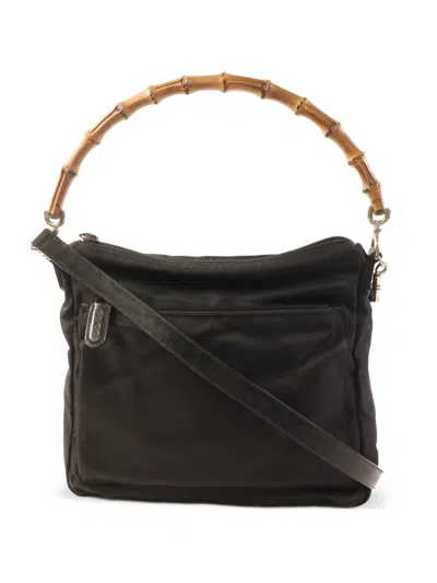 Pre-owned Gucci Bamboo-handle Tote Bag In Black