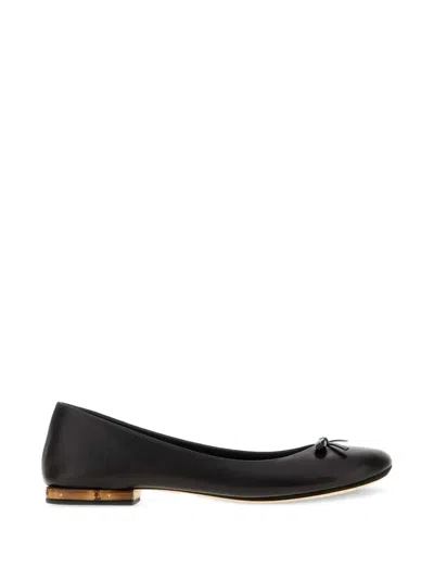 Gucci Bamboo-detail Bow Ballet Flats In Black