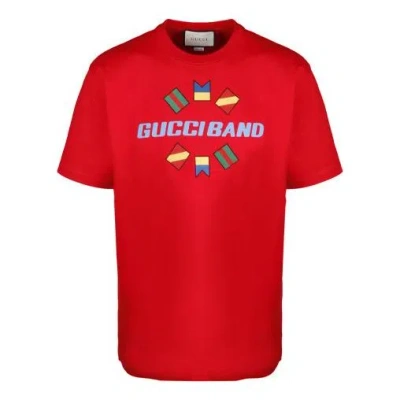 Gucci Band Embroidered Large Logo Short Sleeve Red