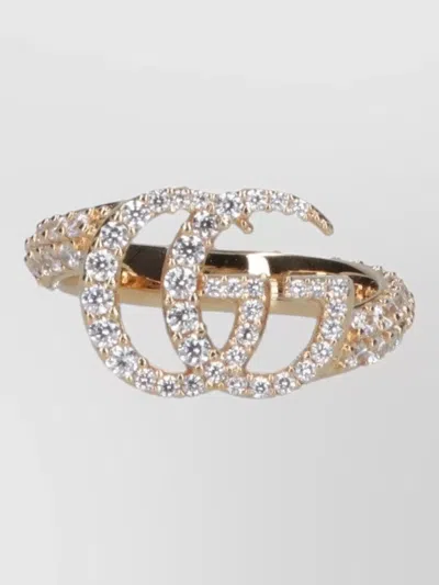 Gucci Band Ring Gold Tone Open Pave