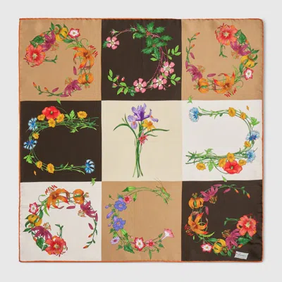 Gucci Bandana Aus Bedrucktem Seidentwill In Brown