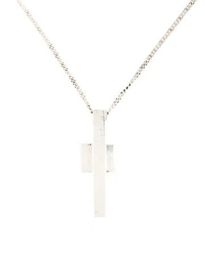 Pre-owned Gucci Bar Cross Pendant Necklace, .25" In Multicolor