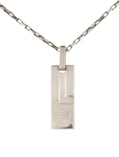 Pre-owned Gucci Bar Pendant Necklace, 16.75" In Multi