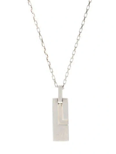 Pre-owned Gucci Bar Pendant Necklace, 19" In Multi