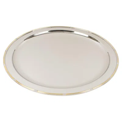 Pre-owned Gucci Barware Silver Plate Barware Serving Tray, Italy Circa 1980 In Sand