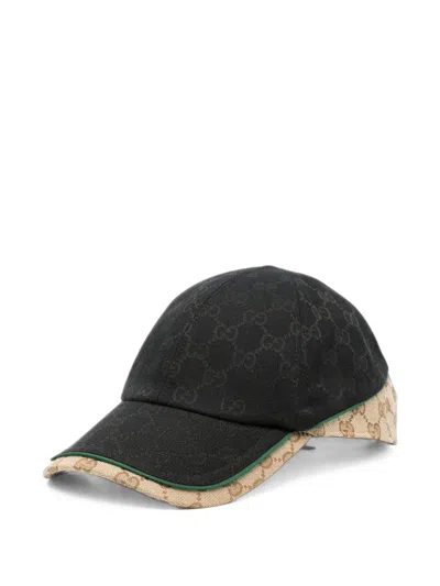 Gucci Baseball Cap In Gg Supreme Fabric With Adjustable Strap In Black
