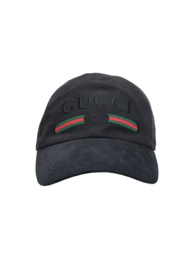 Gucci Baseball Cap Logo In Black