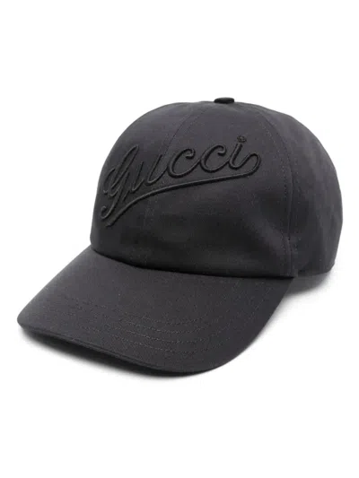 Gucci Baseball Cap With Embroidery In Gray