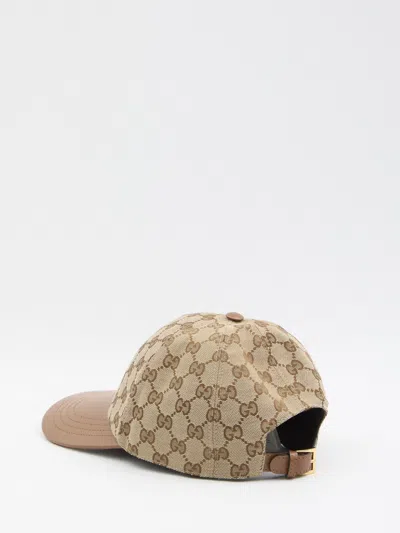 Gucci Baseball Cap With Leather Visor In Black
