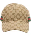 Gucci Baseball Cap With Web In Brown