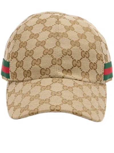 Gucci Baseball Cap With Web In Brown