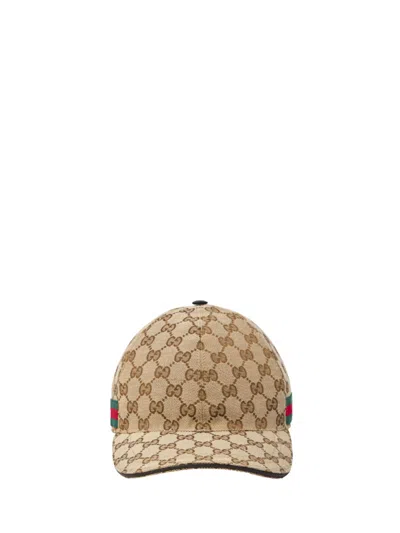 Gucci Baseball Cap With Web In Gray