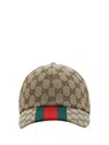 Gucci Men Beige And Ebony Baseball Cap With Web Detail In Gg Supreme Canvas Man In Brown