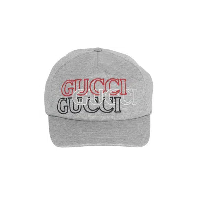 Pre-owned Gucci Baseball Hat 'melange Grey/red/white' | Men's Size L