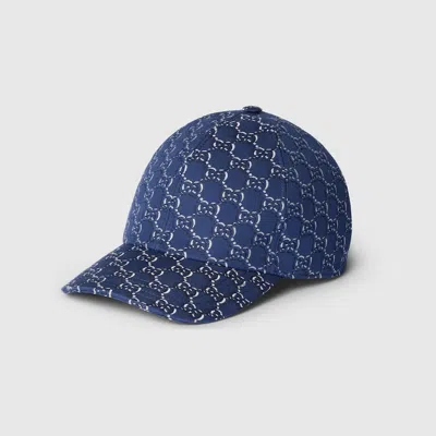 Gucci Baseball Hat With Gg Shadow In Blue