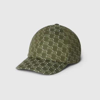 Gucci Baseball Hat With Gg Shadow In Green