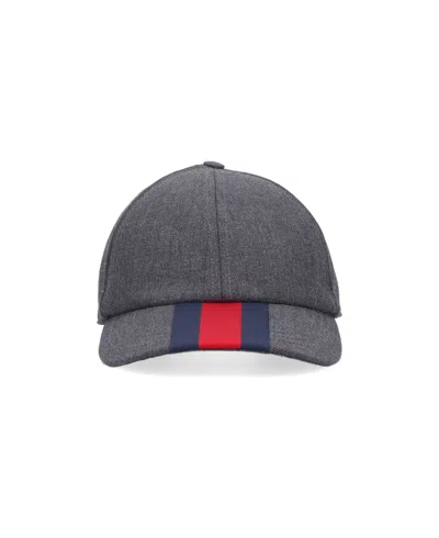 Gucci Canvas Baseball Hat With Web In Black