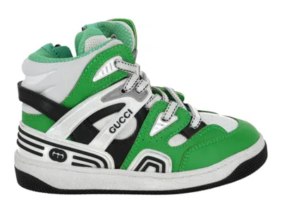 Pre-owned Gucci Basket Demetra (kids) Sneakers In White/black/green