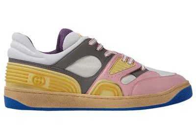 Pre-owned Gucci Basket Lowtop Sneaker (women's) Sneakers In Yellow/pink/blue