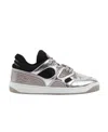 Gucci Elevate Your Style With This Silver And Black Metallic-leather Sneaker In Gray