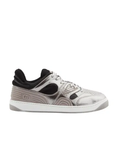 Gucci Basket Panelled Sneakers In Gray