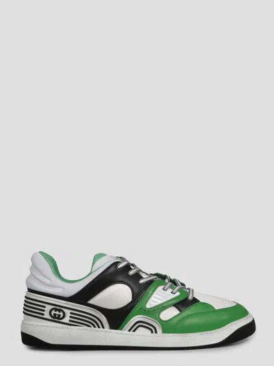 Gucci Basket Panelled Sneakers In Green