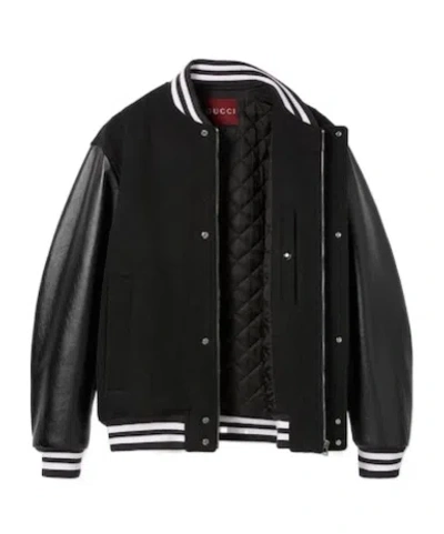 Gucci Batavia Wool Bomber Jacket In Black