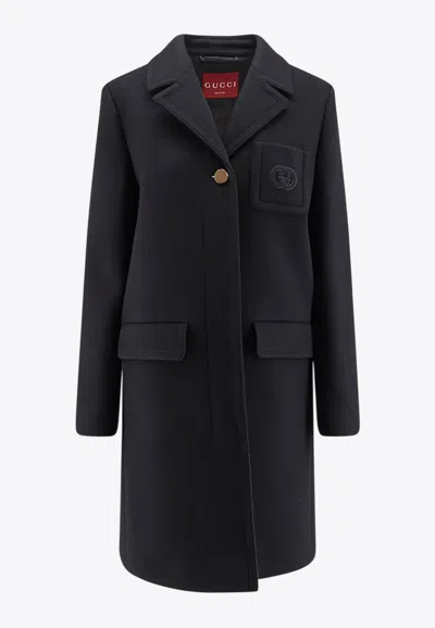 Gucci Batavia Wool Single-breasted Coat In Black