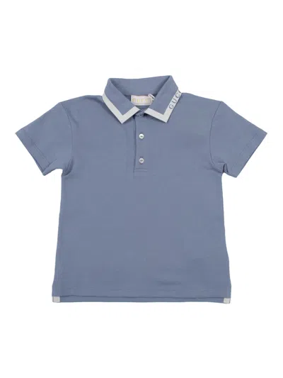 Gucci Bb S/s Polo Stretched Cotton P In Blue