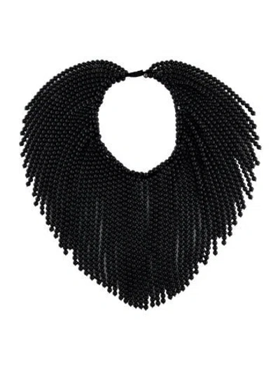Pre-owned Gucci Bead Collar Necklace, 19" In Black
