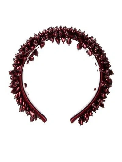Pre-owned Gucci Beaded Studded Headband In Red