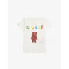 Gucci New White/mc Bear-print Round-neck Cotton-jersey T-shir In White