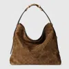 Gucci Large Beatrix Brown Suede Shopping Bag Women In Brown