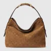 Gucci Medium Gg Suede Beatrix Shoulder Bag In Brown