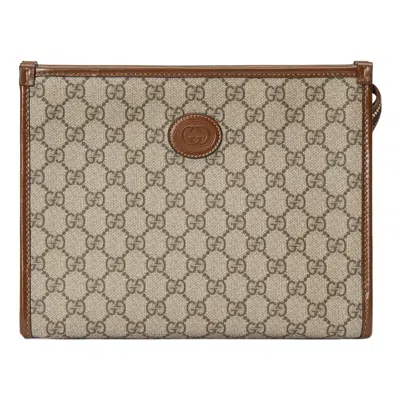 Gucci Beauty Case With Interlocking G 'beige Ebony Brown Sugar'