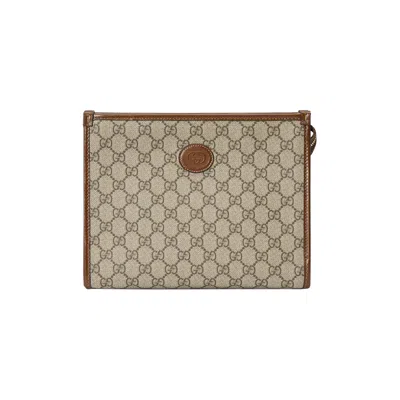 Pre-owned Gucci Beauty Case With Interlocking G 'beige/ebony/brown Sugar'