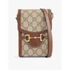 Gucci Monogram-print Horsebit-embellished Coated-canvas Cross-body Bag In B.eb/brown Sugar