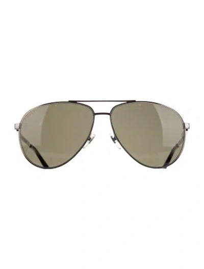 Pre-owned Gucci Bee Accent Aviator Sunglasses In Silver