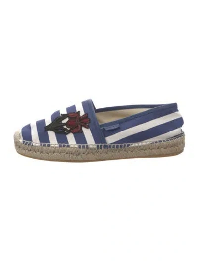 Pre-owned Gucci Bee Accent Canvas Espadrilles In Blue