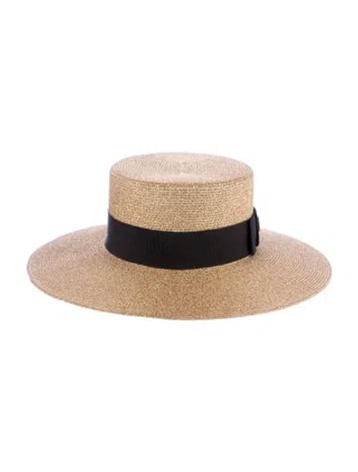 Pre-owned Gucci Bee Accent Grosgrain Trim Hat In Gold