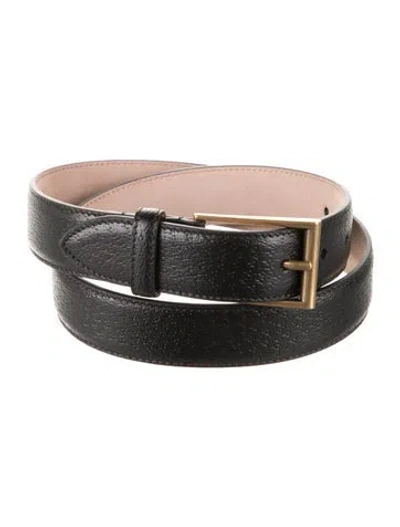 Pre-owned Gucci Bee Accent Leather Waist Belt W/ Tags In Black