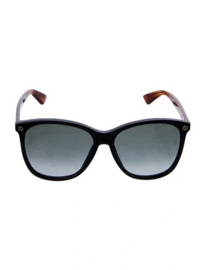 Pre-owned Gucci Bee Accent Oversize Sunglasses In Black