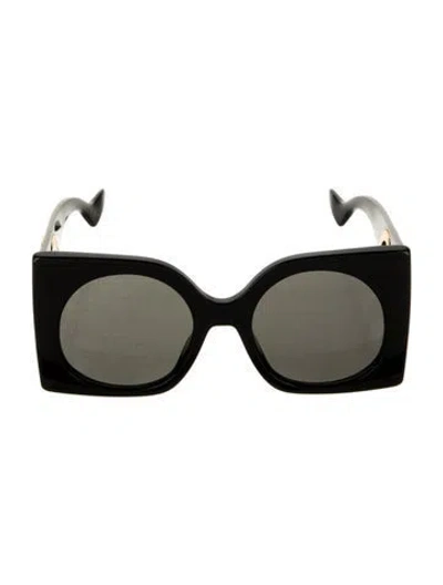 Pre-owned Gucci Bee Accent Oversize Sunglasses W/ Tags In Black