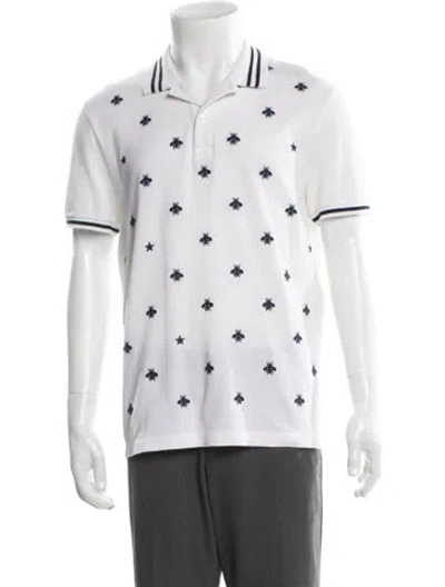 Pre-owned Gucci Bee Accent Printed Polo Shirt In White