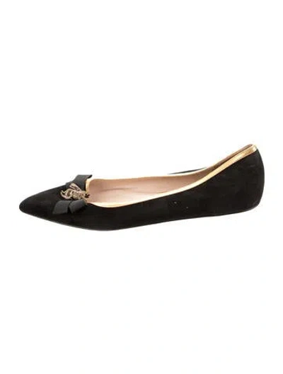 Pre-owned Gucci Bee Accent Suede Ballet Flats In Multi
