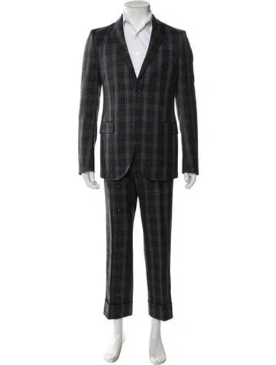 Pre-owned Gucci Bee Accent Wool Two-piece Suit In Blue